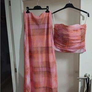 Mango Pink and Orange Plaid Set